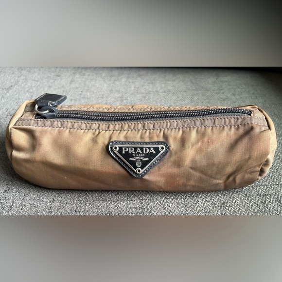 Prada Handbags - Prada nylon Brown pencil makeup case